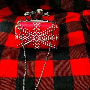 SUPER BADASS KNUCKLE CLUTCH (Red Bedazzled)